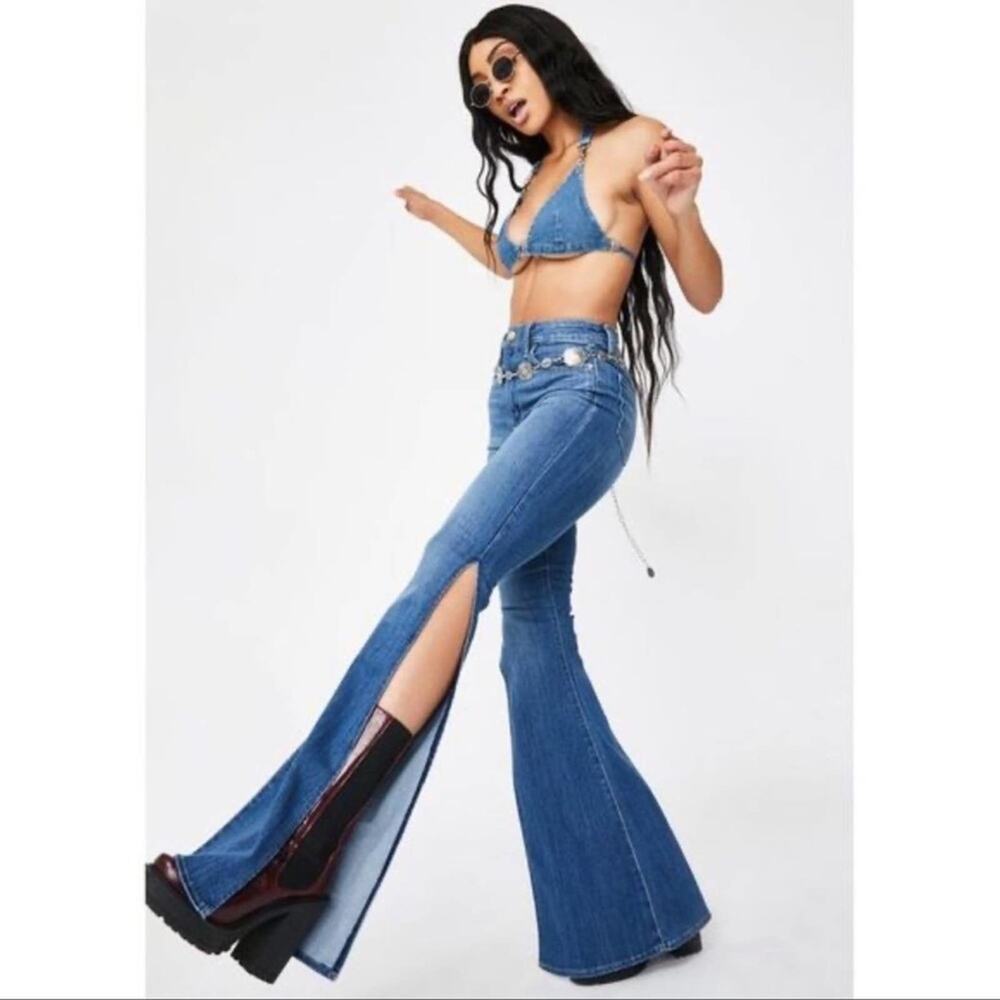 ARTICLES OF SOCIETY Jeans Womens Size 7 High Rise Flare Slit Leg Taylor Wash